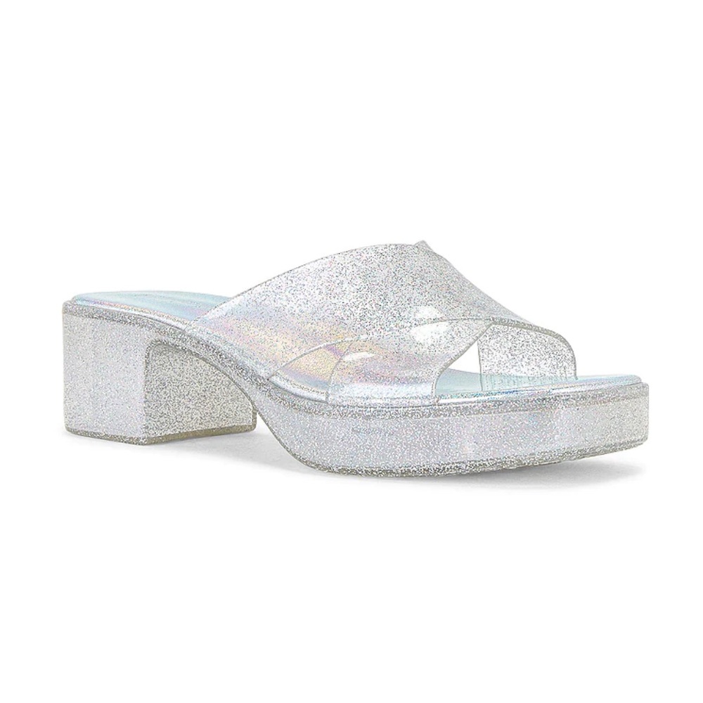 Jeffrey Campbell Bubblegum Platform Sandal in Silver Iridescent Glitter